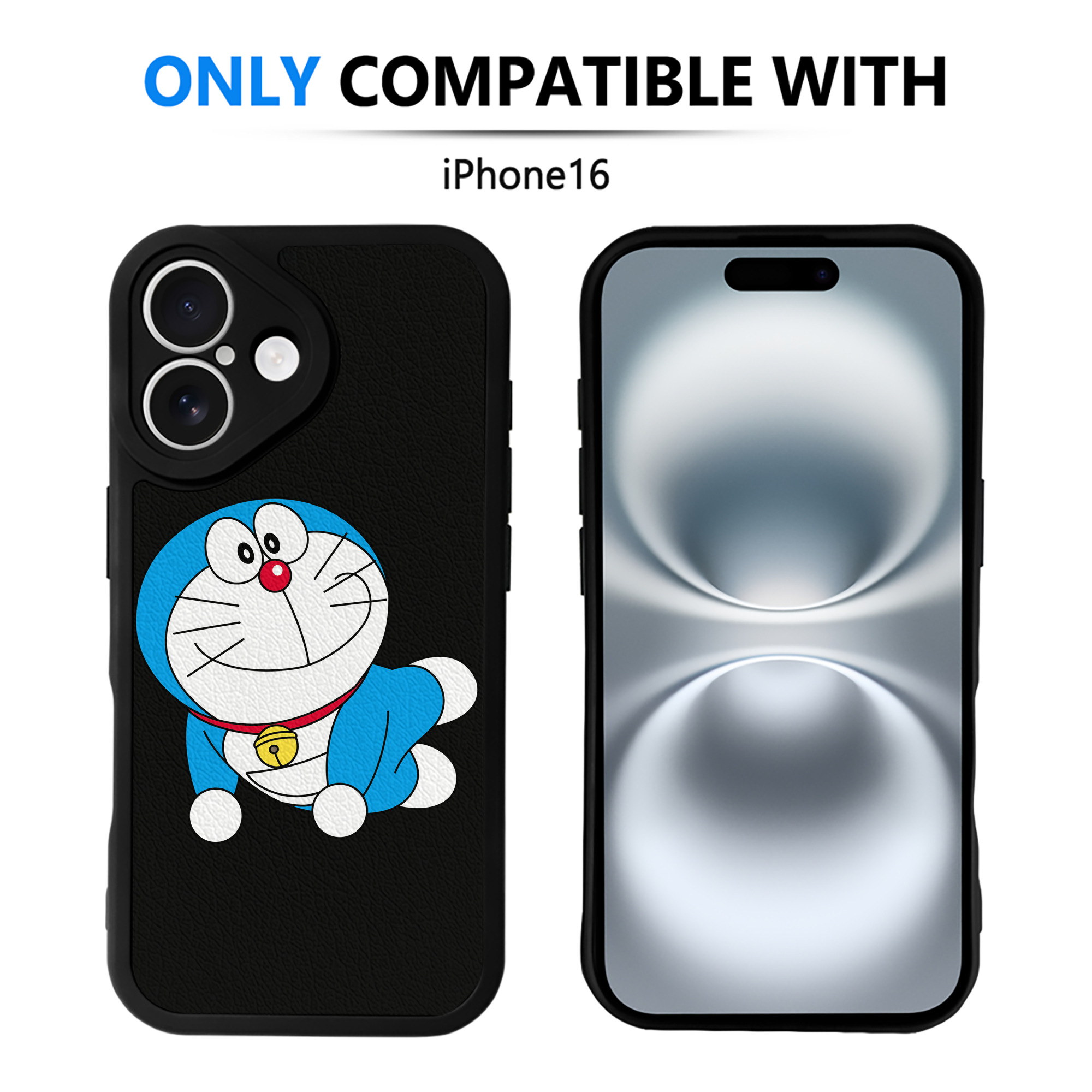 （画像用） ドラえもん Doraemon 【iPhone 16シリーズ対応】シリコンスマホケース（レザー調） 材質：シリコン